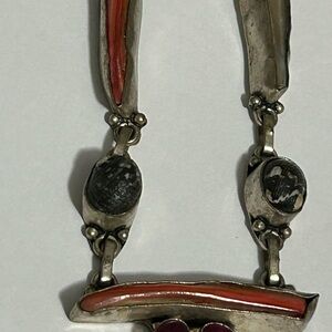 Elegant Sterling  Silver and Red tear drop statementNecklace